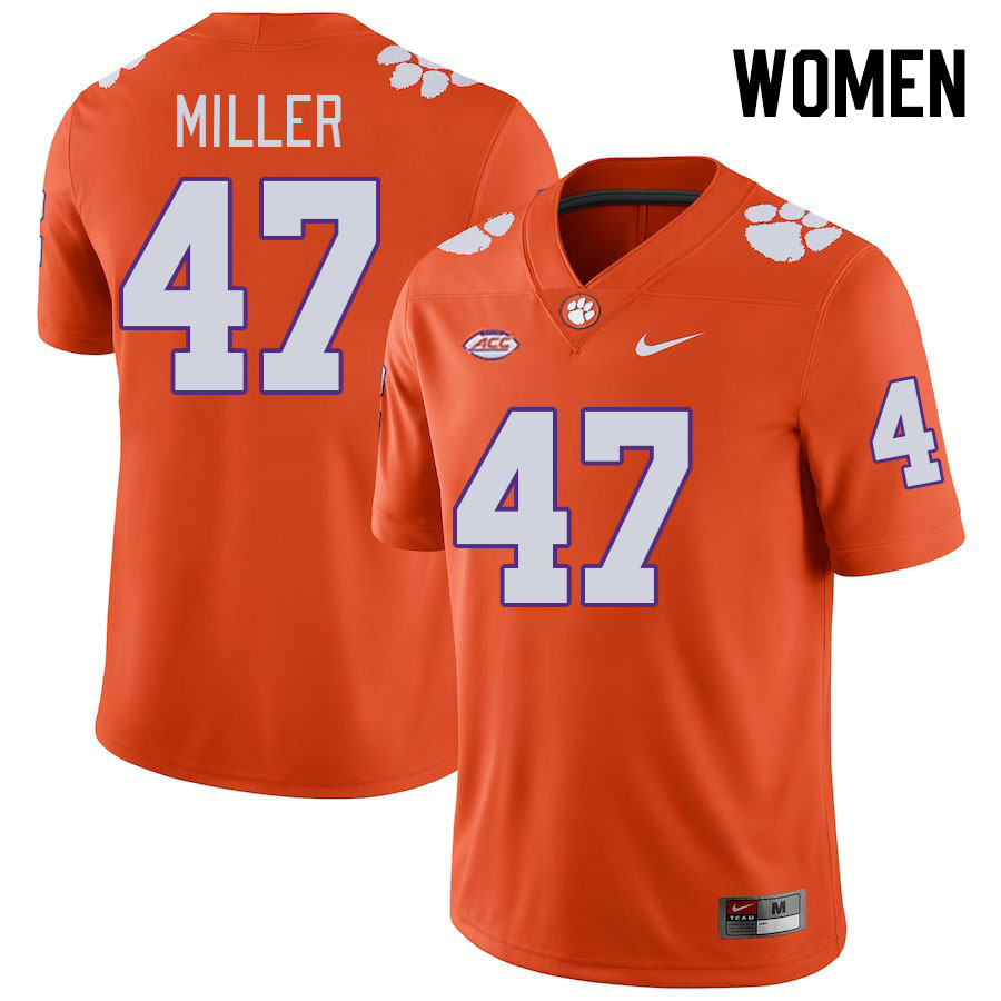 Women's Clemson Tigers Boston Miller #47 College Orange NCAA Authentic Football Stitched Jersey 23VJ30HW